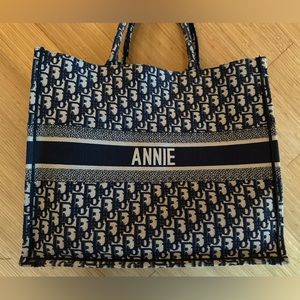 Christian Dior Book Tote Oblique Canvas Large Blue